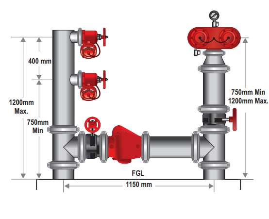 150mm Dual Booster & Feed Hydrant Roll Groove – Gal