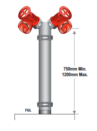 100mm Dual Hydrant Riser Roll Groove with Offset Tee – Gal
