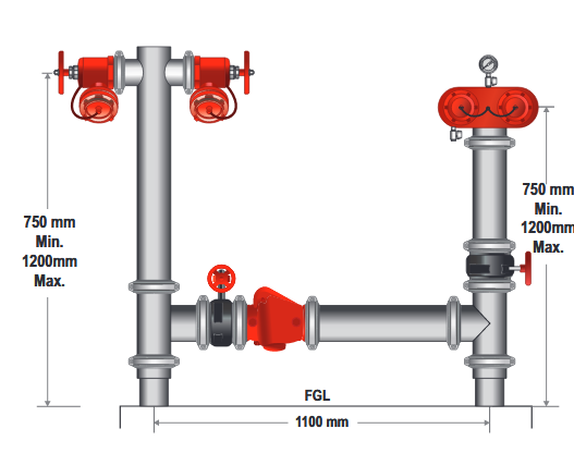 100mm Dual Booster & Feed Hydrant Roll Groove – Gal